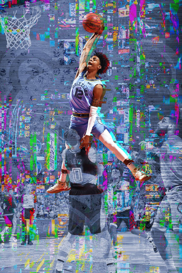 Ja Morant Dunk Glitch Effect Wallpaper