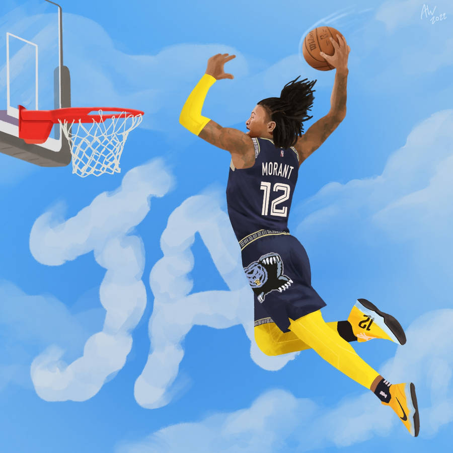 Ja Morant Dunk Memphis Grizzlies Player Wallpaper