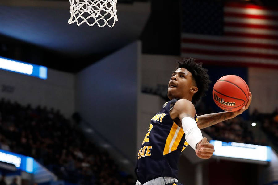 Ja Morant Executing A Powerful One-handed Dunk Wallpaper