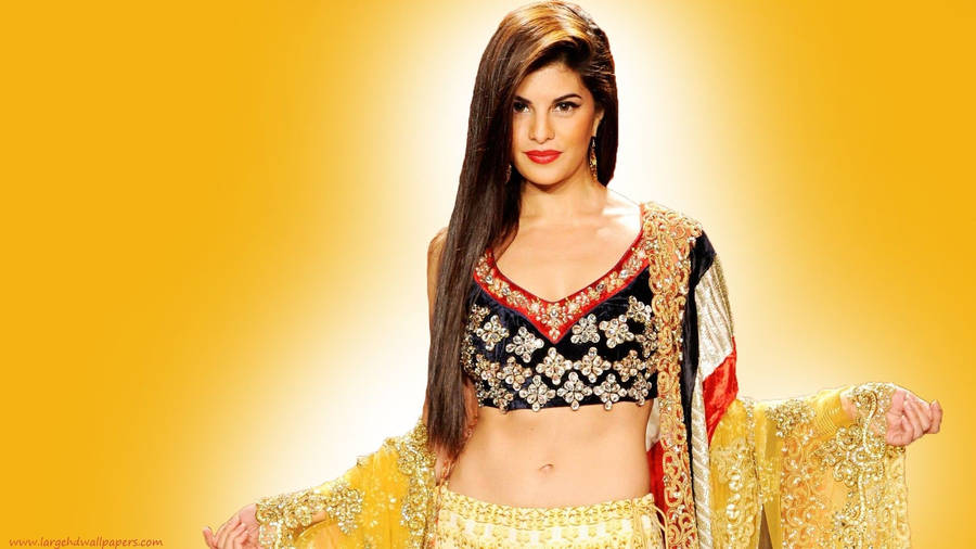 Jacqueline Fernandez Traditional Outfit Wallpaper