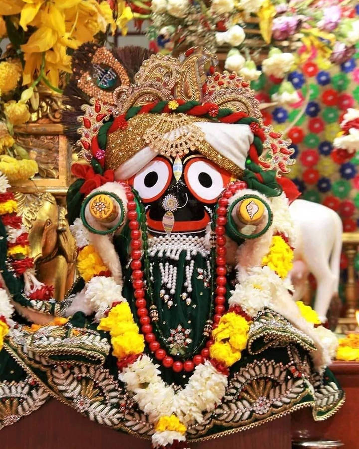 Jagannath Wearing Flower Necklace Wallpaper