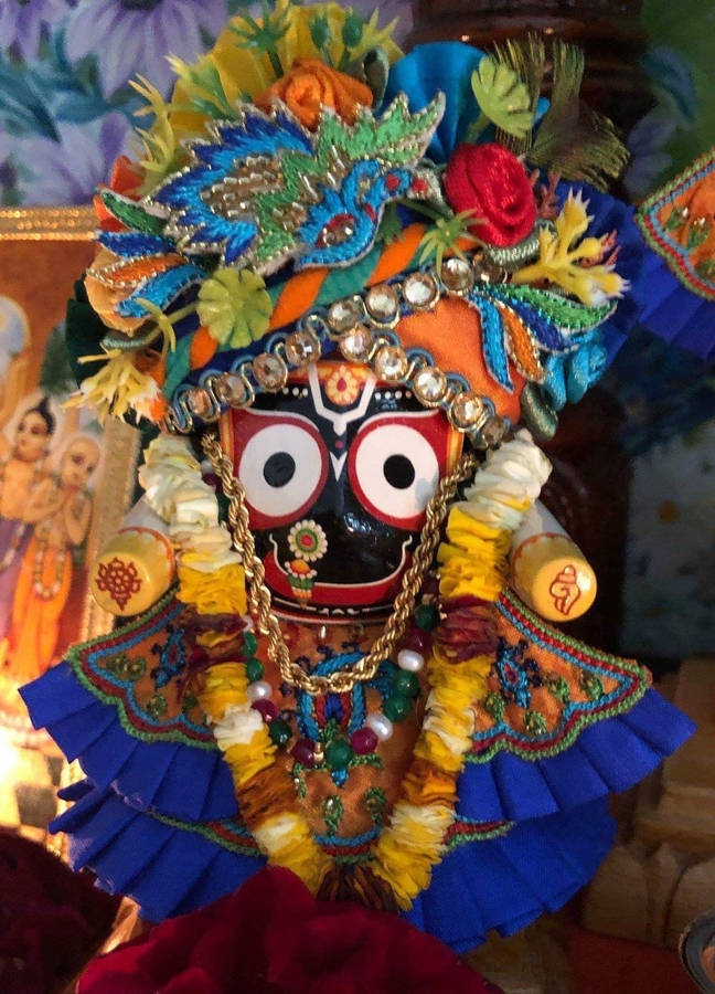 Jagannath With Floral Headdress Wallpaper