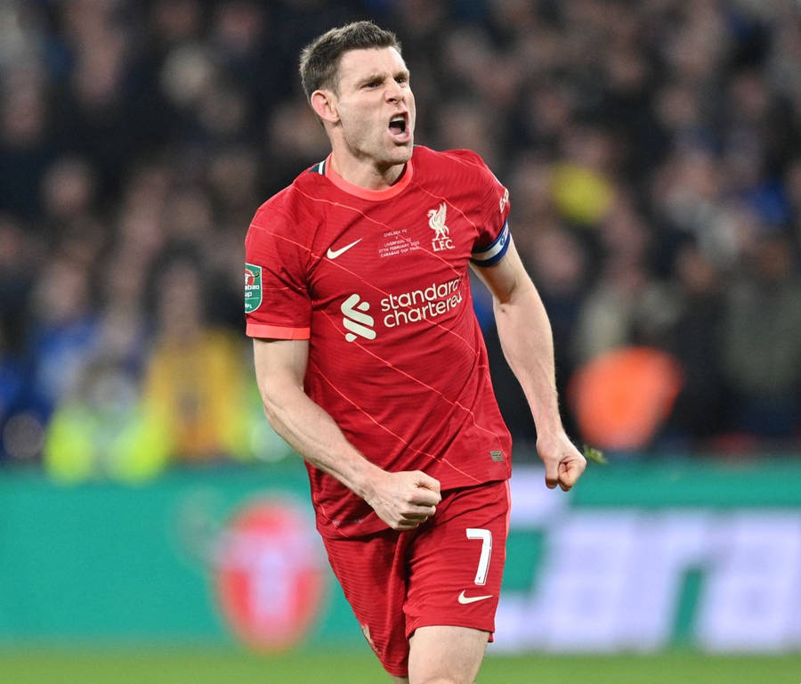 James Milner Shouting On Pitch Wallpaper