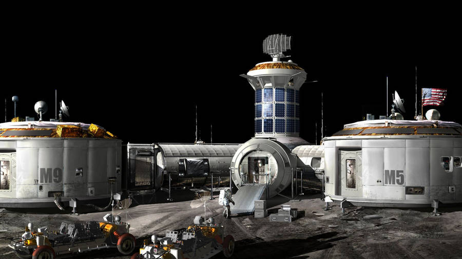 Jamestown Base On Moon - Scene From For All Mankind Series Wallpaper