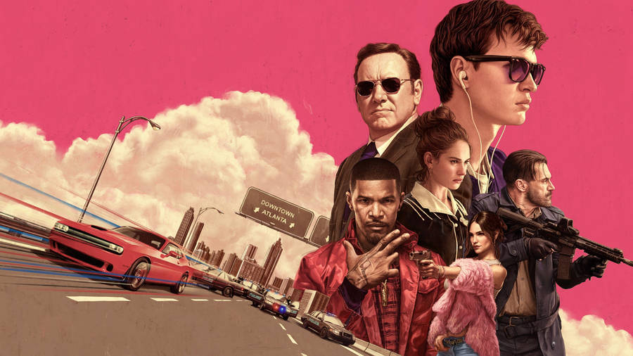 Jamie Foxx Baby Driver Collage Wallpaper