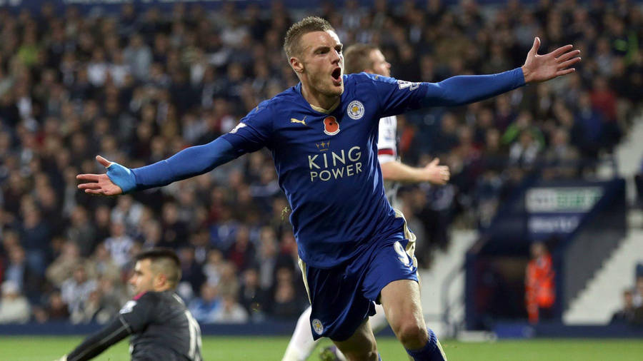 Jamie Vardy Arms Stretched Celebration Wallpaper