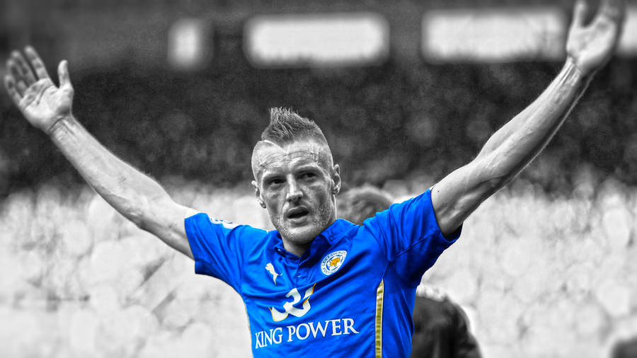 Jamie Vardy Monochrome Arms Up Wallpaper