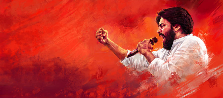 Janasena Party Red Digital Artwork Wallpaper