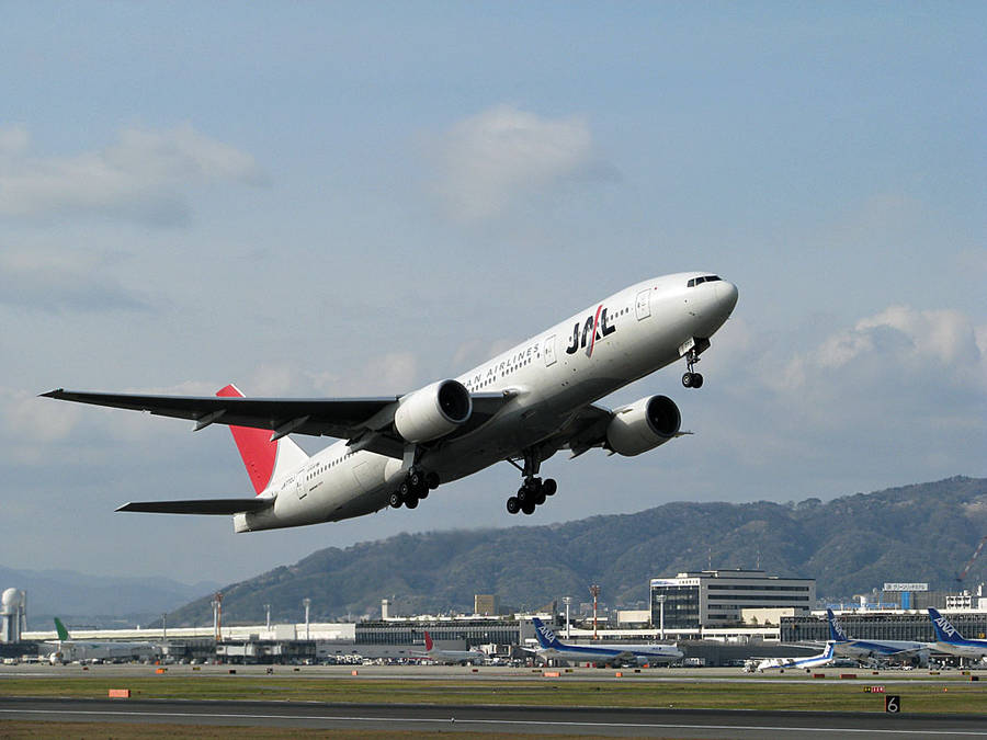 Japan Airlines Taking Off Taxiway Wallpaper