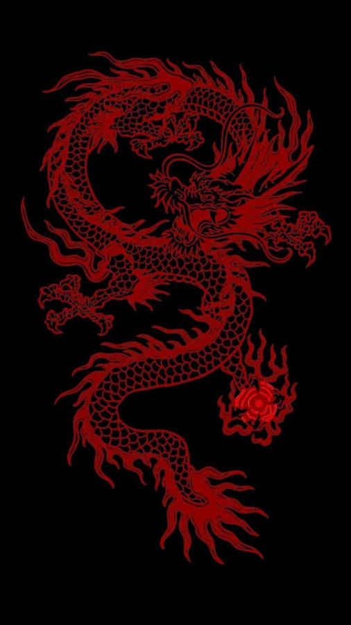 Japanese Aesthetic Red Dragon Wallpaper