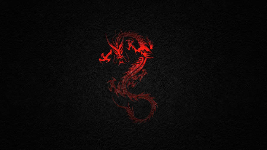 Japanese Dragon Art On Black Leather Wallpaper