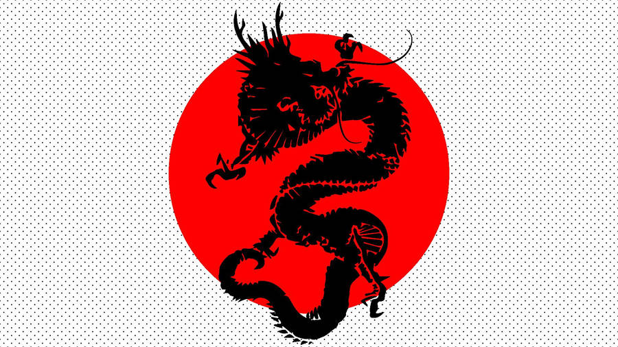 Japanese Dragon Art On Japanese Flag Wallpaper