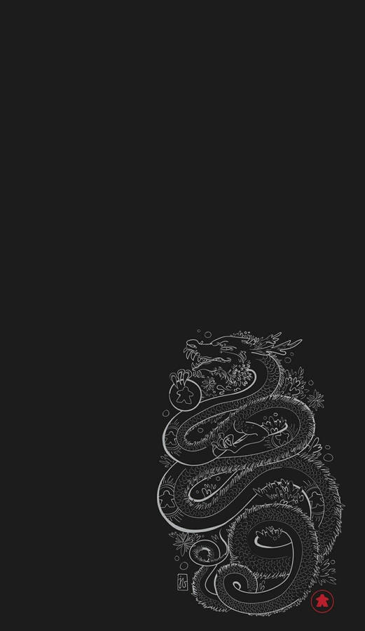 Japanese Dragon Art White Stencil Dragon Wallpaper