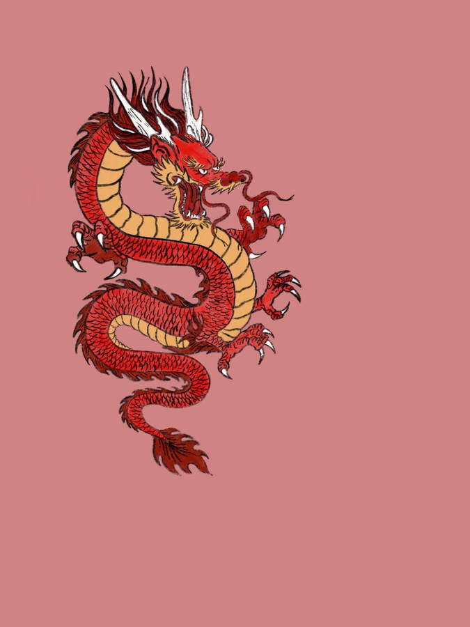 Japanese Dragon With Red Scales Wallpaper