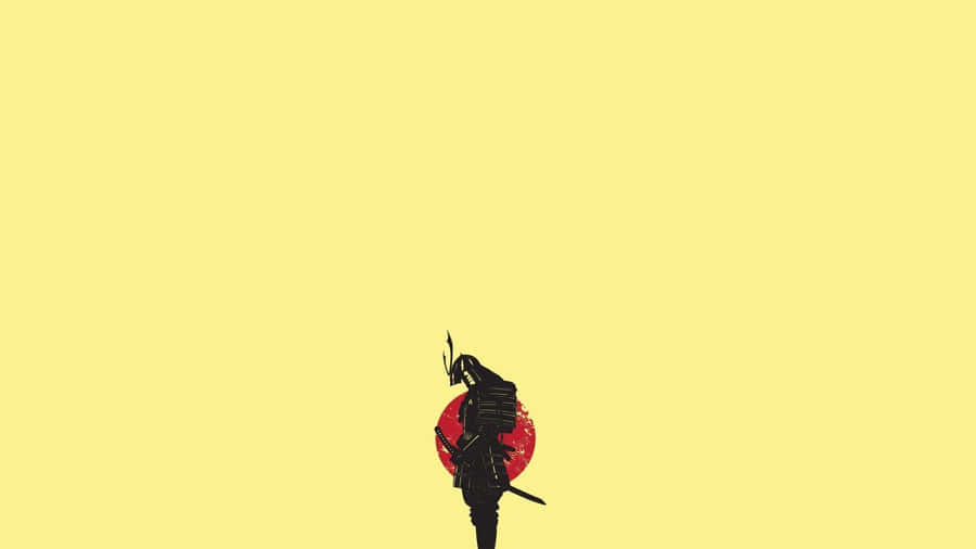 Japanese Minimalist Flag Samurai Art Wallpaper