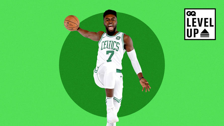 Jaylen Brown Green Gq Level Up Poster Wallpaper