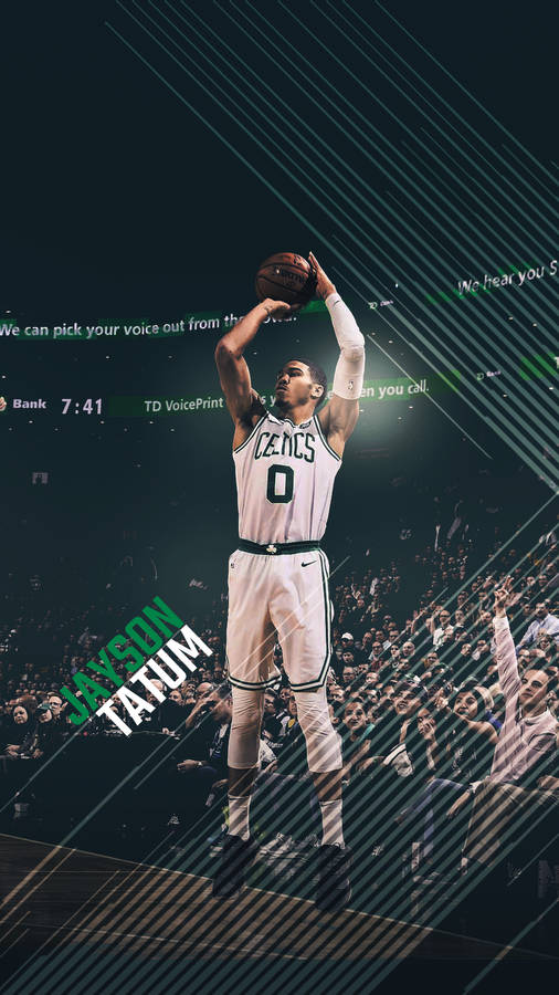 Jayson Tatum Digital Shooting Design Wallpaper