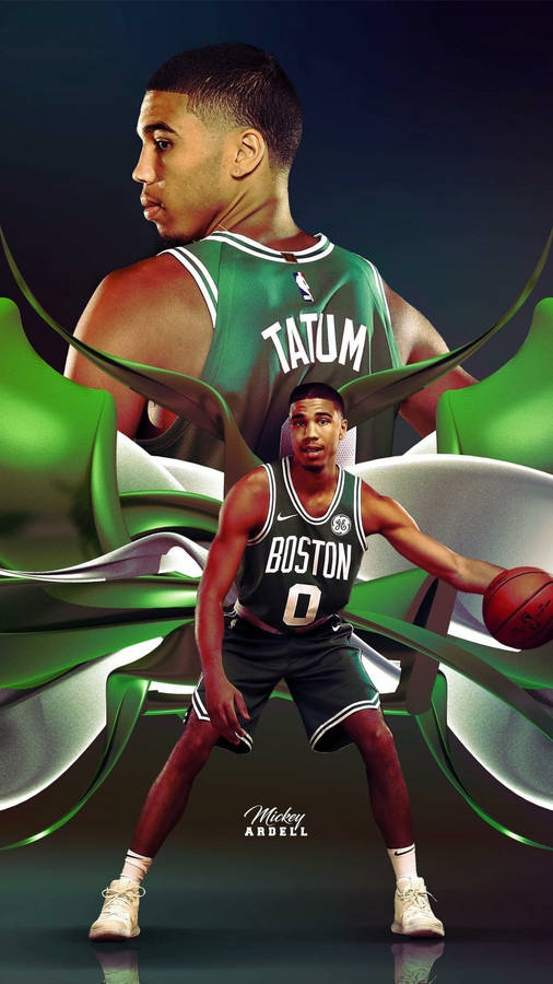 Jayson Tatum Green Cloth-like Poster Wallpaper