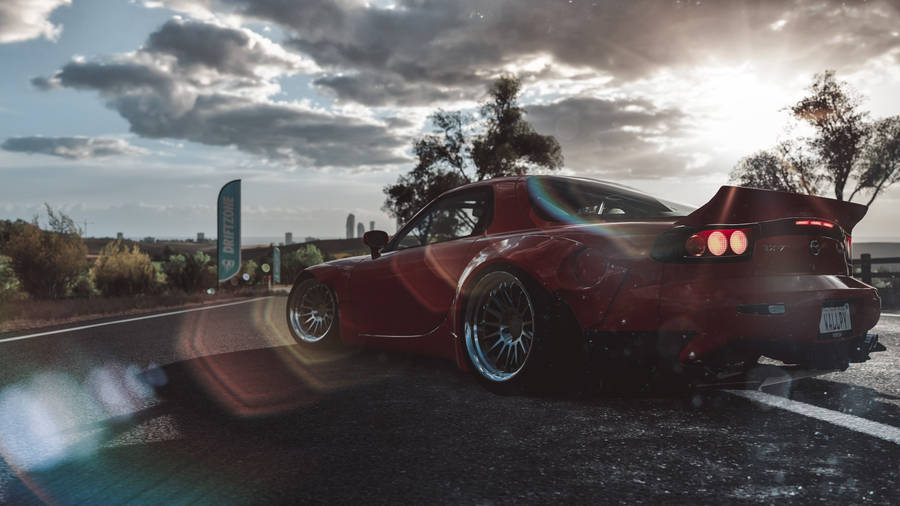 Jdm Car With Cloudy Sky Wallpaper