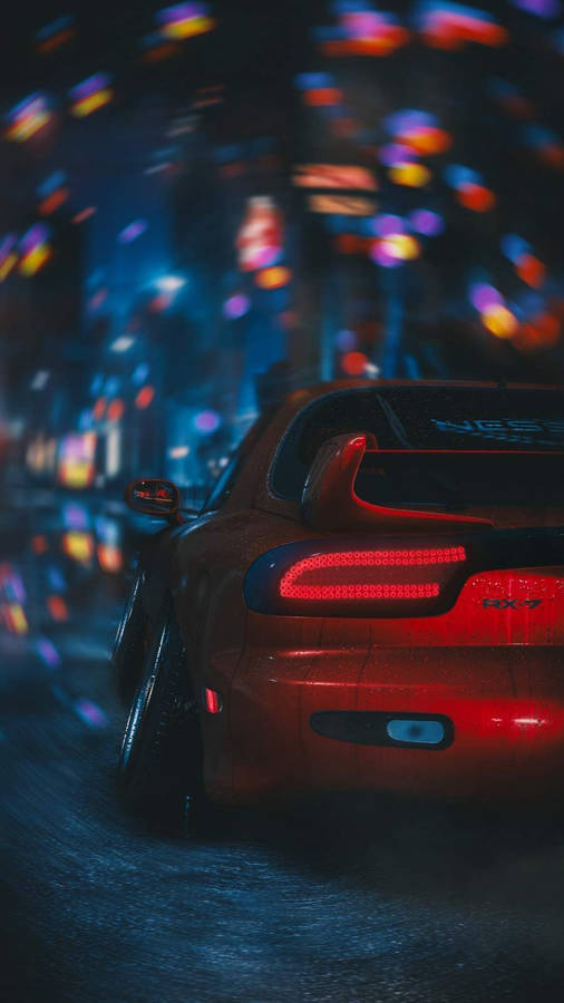 Jdm Cars Aesthetic With Colorful Lights Wallpaper