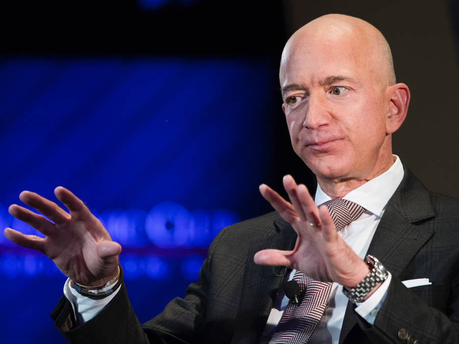 Jeff Bezos Hands Up Wallpaper