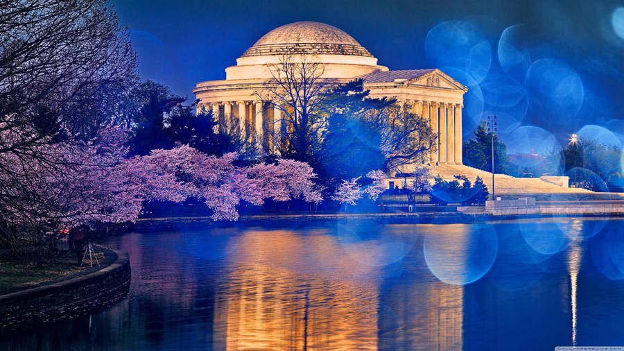 Jefferson Memorial Blue Light Orbs Wallpaper