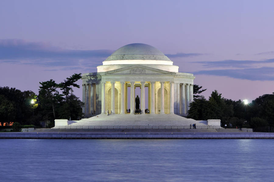 Jefferson Memorial Pastel Purple Sky Wallpaper