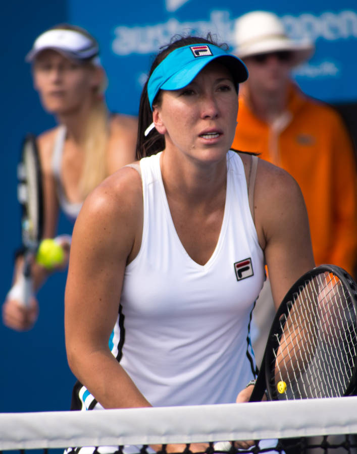 Jelena Jankovic Intensely Focused During A Tennis Match Wallpaper