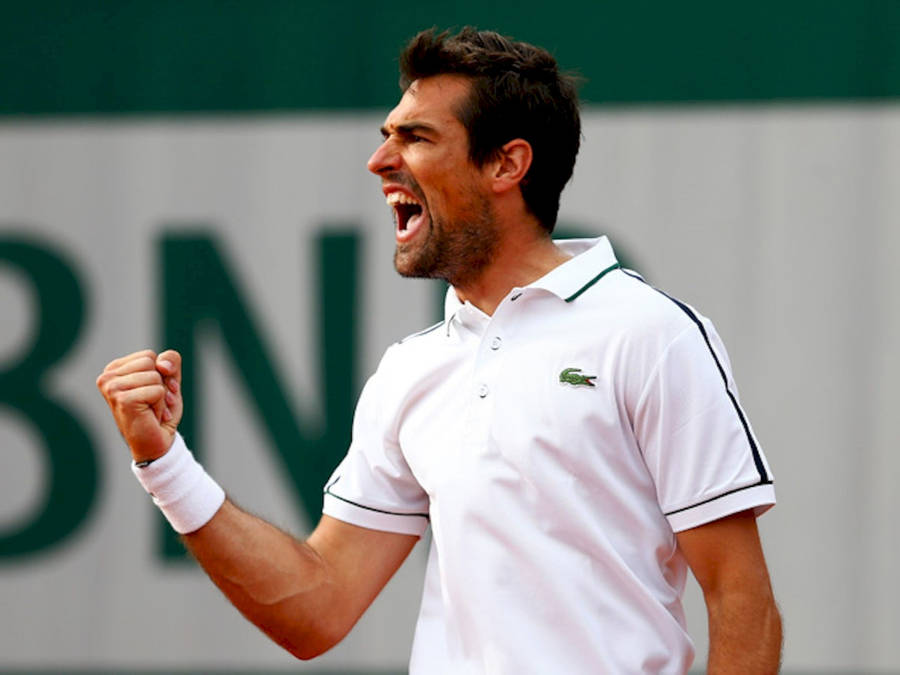 Jeremy Chardy Celebrating Victory With Fist Pump Wallpaper