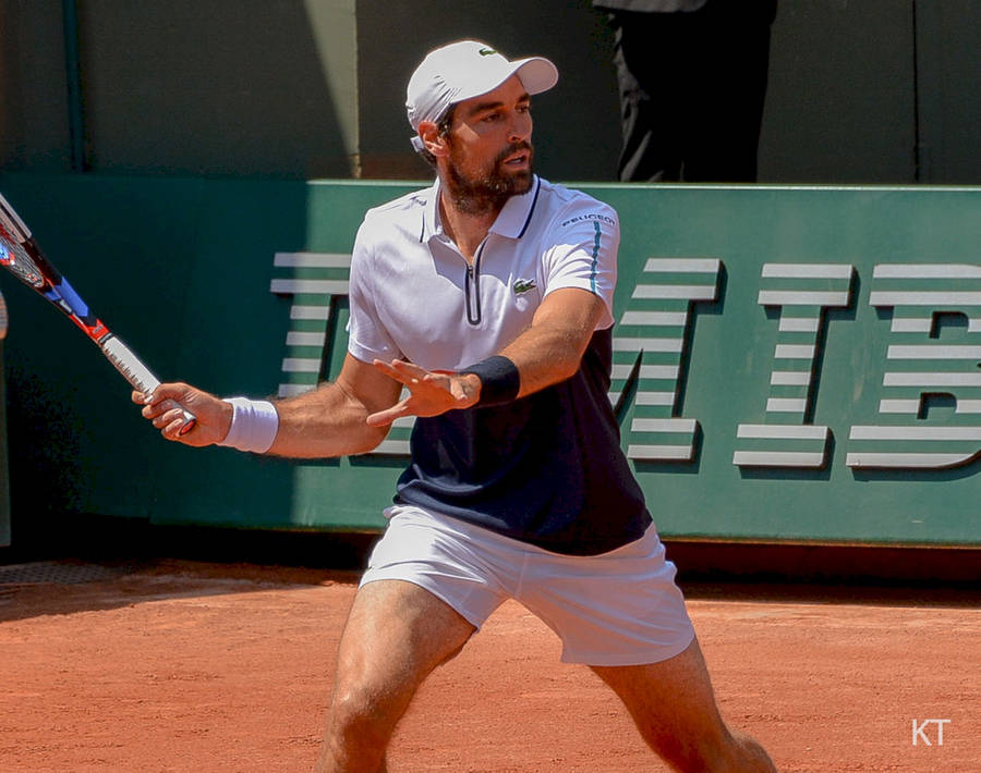 Jeremy Chardy In Action During A Competitive Match Wallpaper