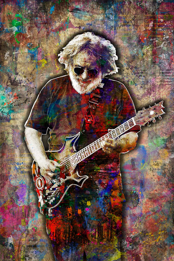 Jerry Garcia Artistic Guitar Performance Wallpaper