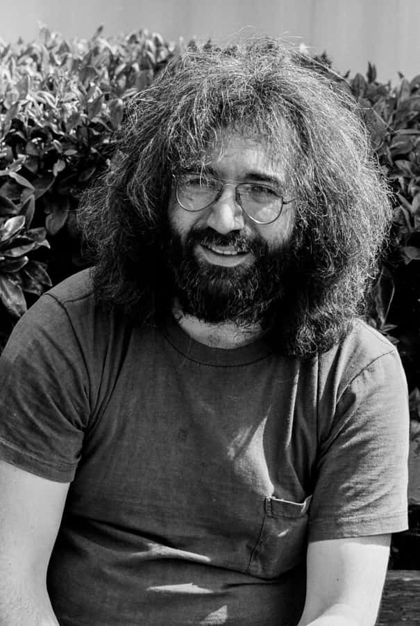 Jerry Garcia Smiling Blackand White Portrait Wallpaper