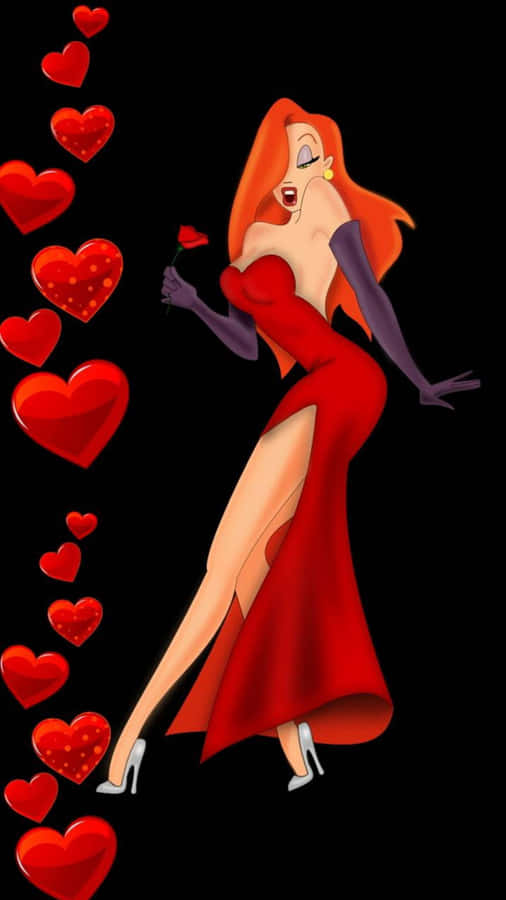 Jessica Rabbit Hearts Background Wallpaper