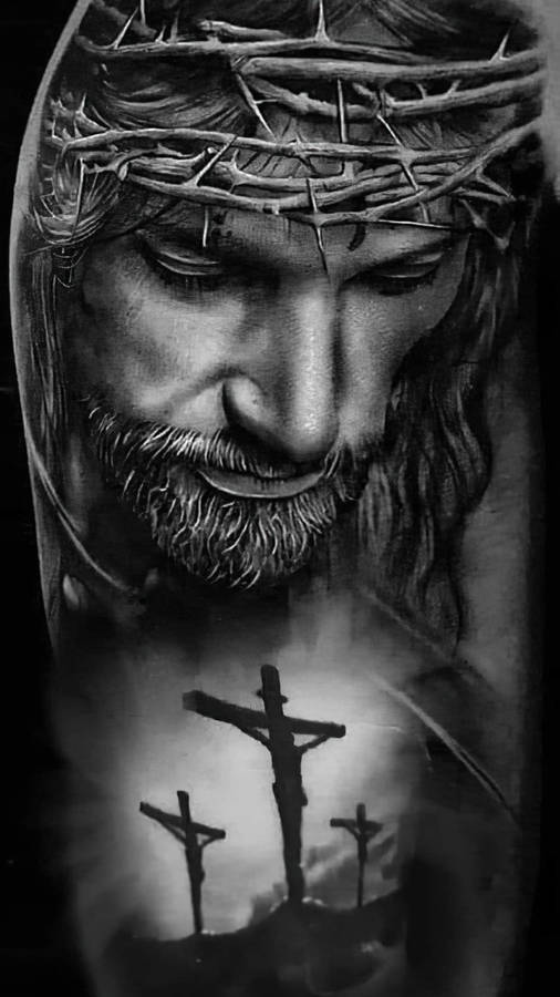 Jesus Christ Black Gray Tattoo Wallpaper