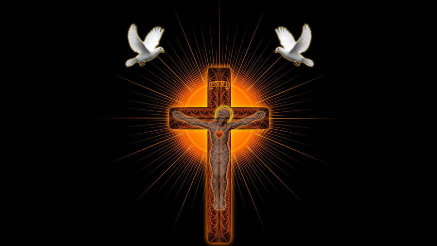 Jesus Christ Two Doves Wallpaper