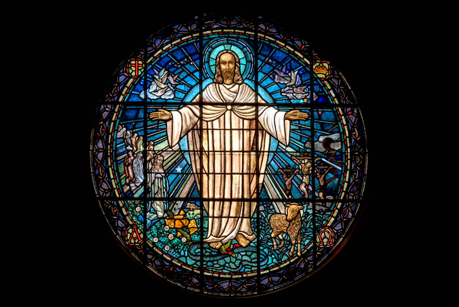 Jesus In Stained Glass Wall Decor Wallpaper
