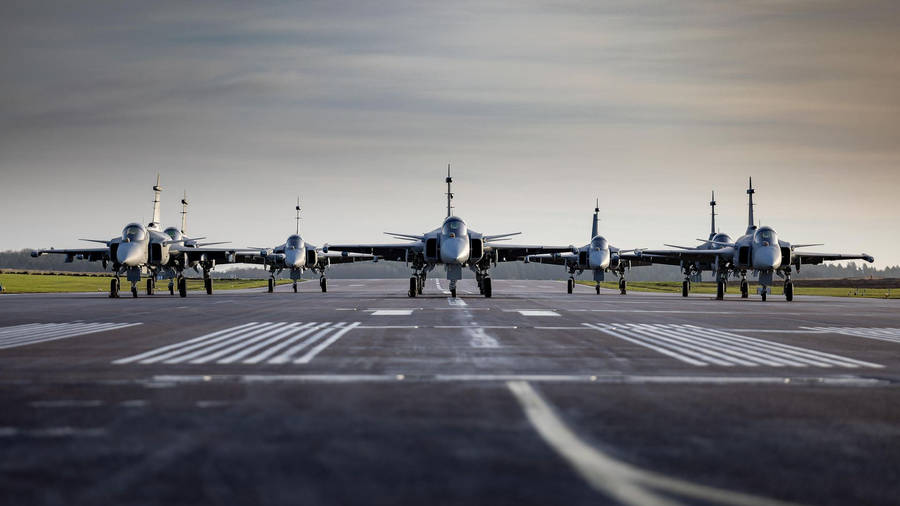 Jets Located On Runway Wallpaper