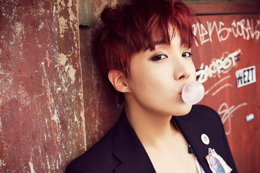 Jhope Cute Blowing Bubblegum Wallpaper