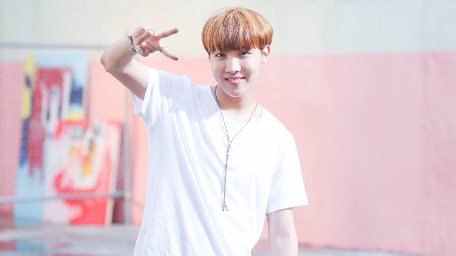 Jhope Cute Peace Sign Pose Wallpaper