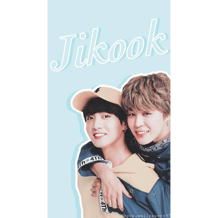 Jikook Blue Background Pink Hat Wallpaper