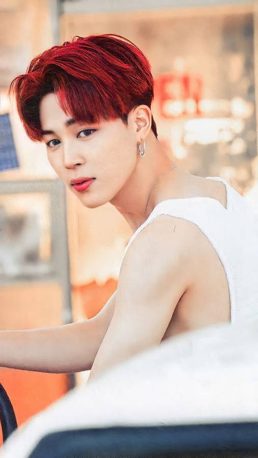 Jimin Of Bts Red Hair Wallpaper