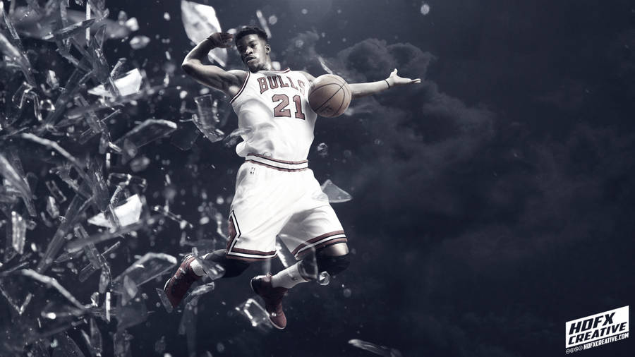 Jimmy Butler Bulls Shattered Glass Wallpaper