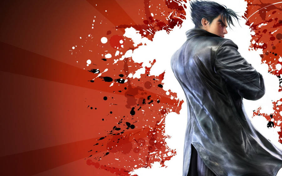 Jin Kazama Digital Red Fan Art Wallpaper