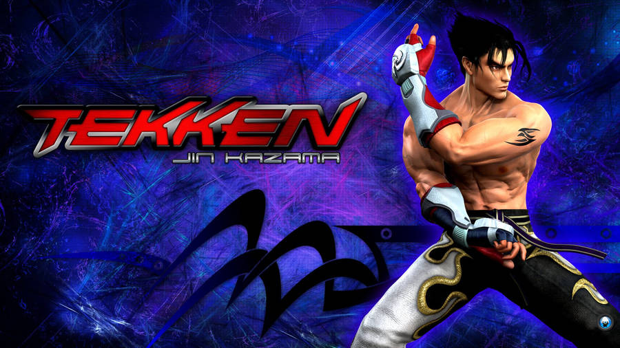 Jin Kazama In Abstract Blue Wallpaper