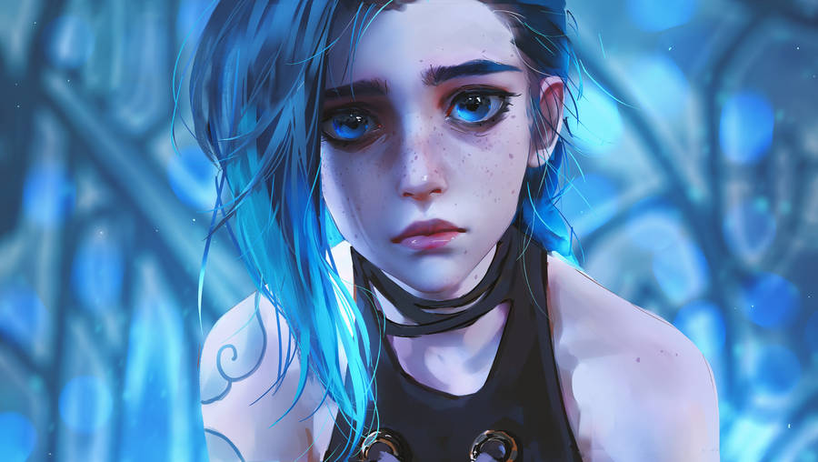 Jinx Arcane League Of Legends Sad Eyes Wallpaper