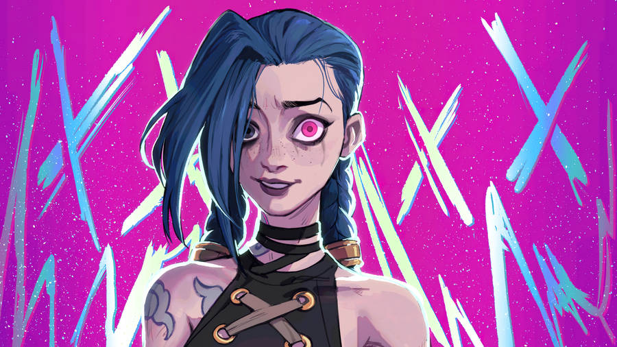 Jinx Arcane X Marks Background Wallpaper