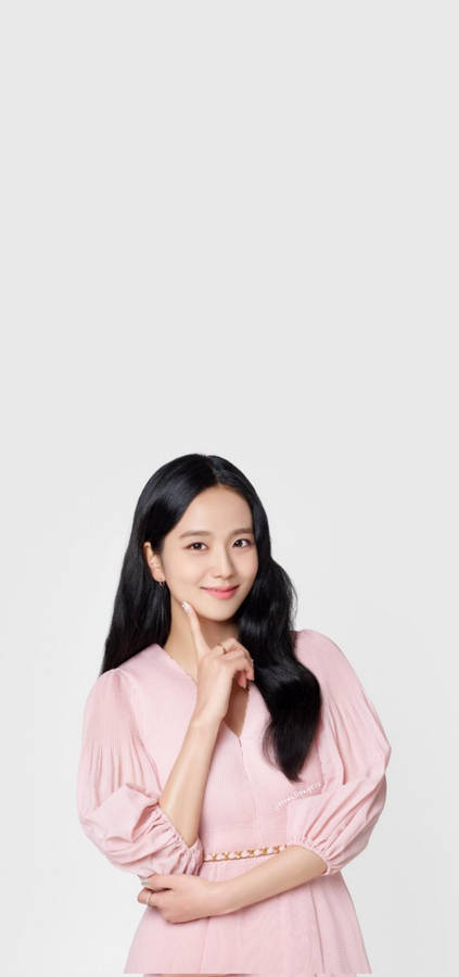 Jisoo Cute Poking Her Cheek Wallpaper