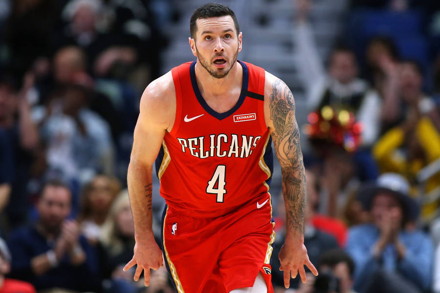 Jj Redick In Pelicans Red Jersey Wallpaper