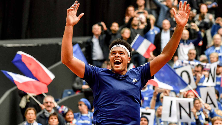 Jo-wilfried Tsonga Celebrating Victory Wallpaper