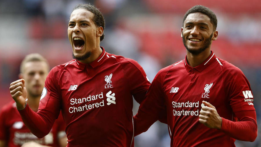 Joe Gomez With Yelling Virgil Van Dijk Wallpaper